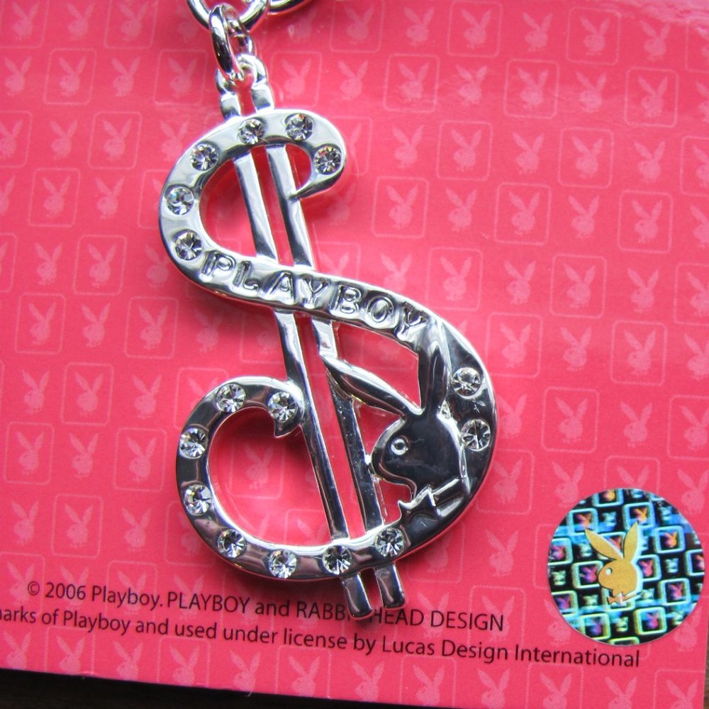 Playboy Necklace Dollar Sign Pendant Bunny Logo Crystal $ Cash Money Hip Hop y2k - Picture 9 of 12